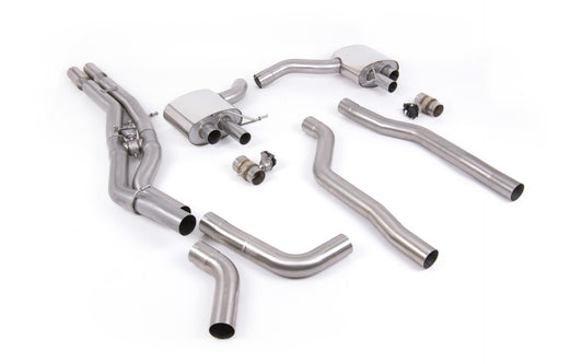 Audi RS6/RS7 C8 - Non Resonated Cat Back System (Twin 80mm) with Cerakote Black Oval Trims - Louder - (OE Requires Cutting)