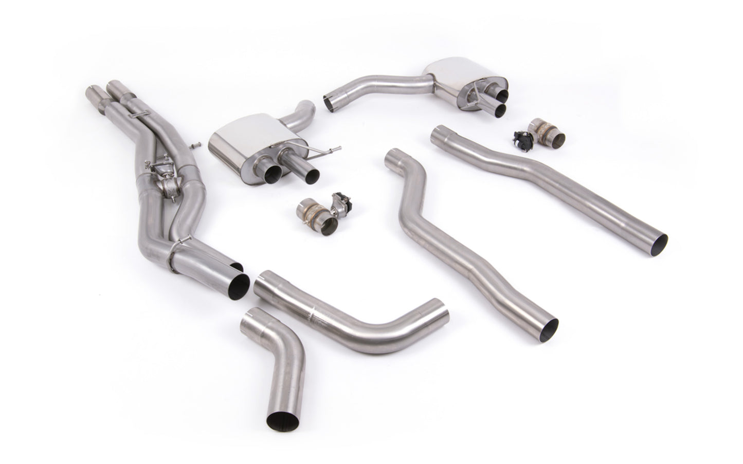 Audi RS6/RS7 C8 - Non Resonated (Louder) Cat Back System (Twin 80mm) with Polished Oval Trims - OE Requires Cutting