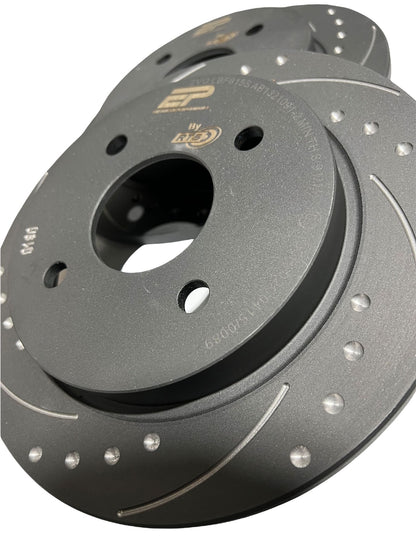 ** CLEARANCE ** Enhanced Performance (By RTS) Rear Brake Disc Upgrade - MK8 Fiesta 1.0 - Dimpled & Grooved ** NO RETURN **