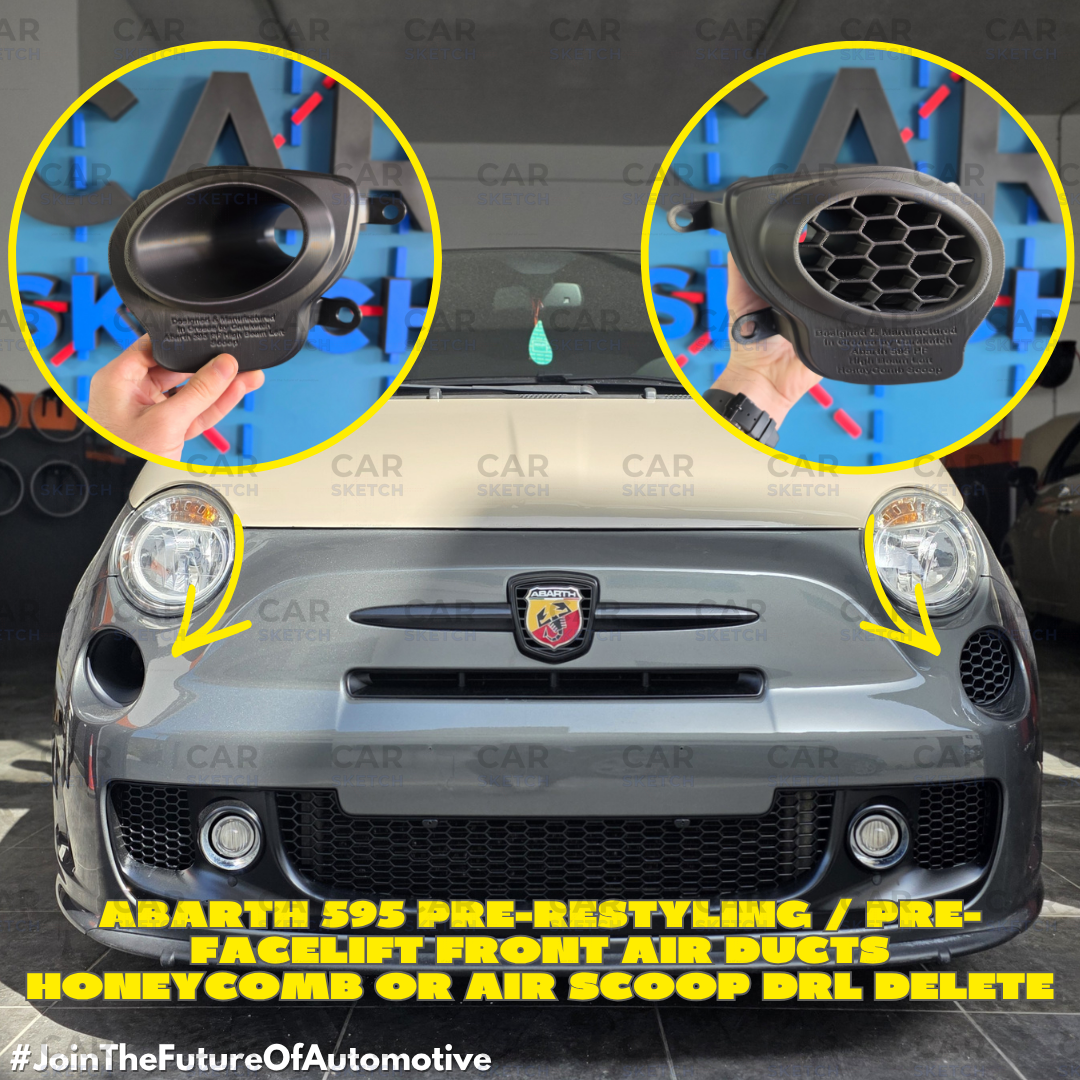 Abarth 595 Pre-Restyling / Pre-Facelift Front Air Ducts Honeycomb or Air Scoop DRL Delete