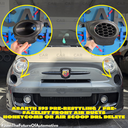 Abarth 595 Pre-Restyling / Pre-Facelift Front Air Ducts Honeycomb or Air Scoop DRL Delete