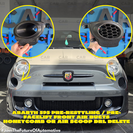 Abarth 595 Pre-Restyling / Pre-Facelift Front Air Ducts Honeycomb or Air Scoop DRL Delete