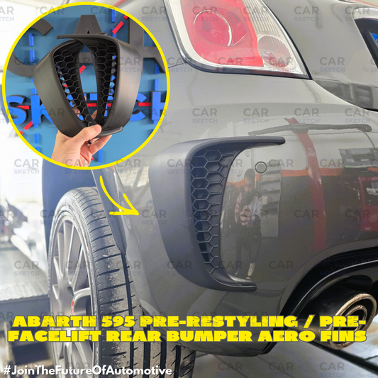 Abarth 595 Pre-Restyling / Pre-Facelift Rear Bumper Aero Fins (Left & Right Set)