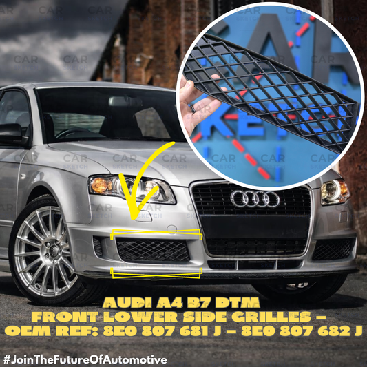 Audi A4 B7 DTM Front Lower Side Grilles – OEM Ref: 8E0 807 681 J – 8E0 807 682 J