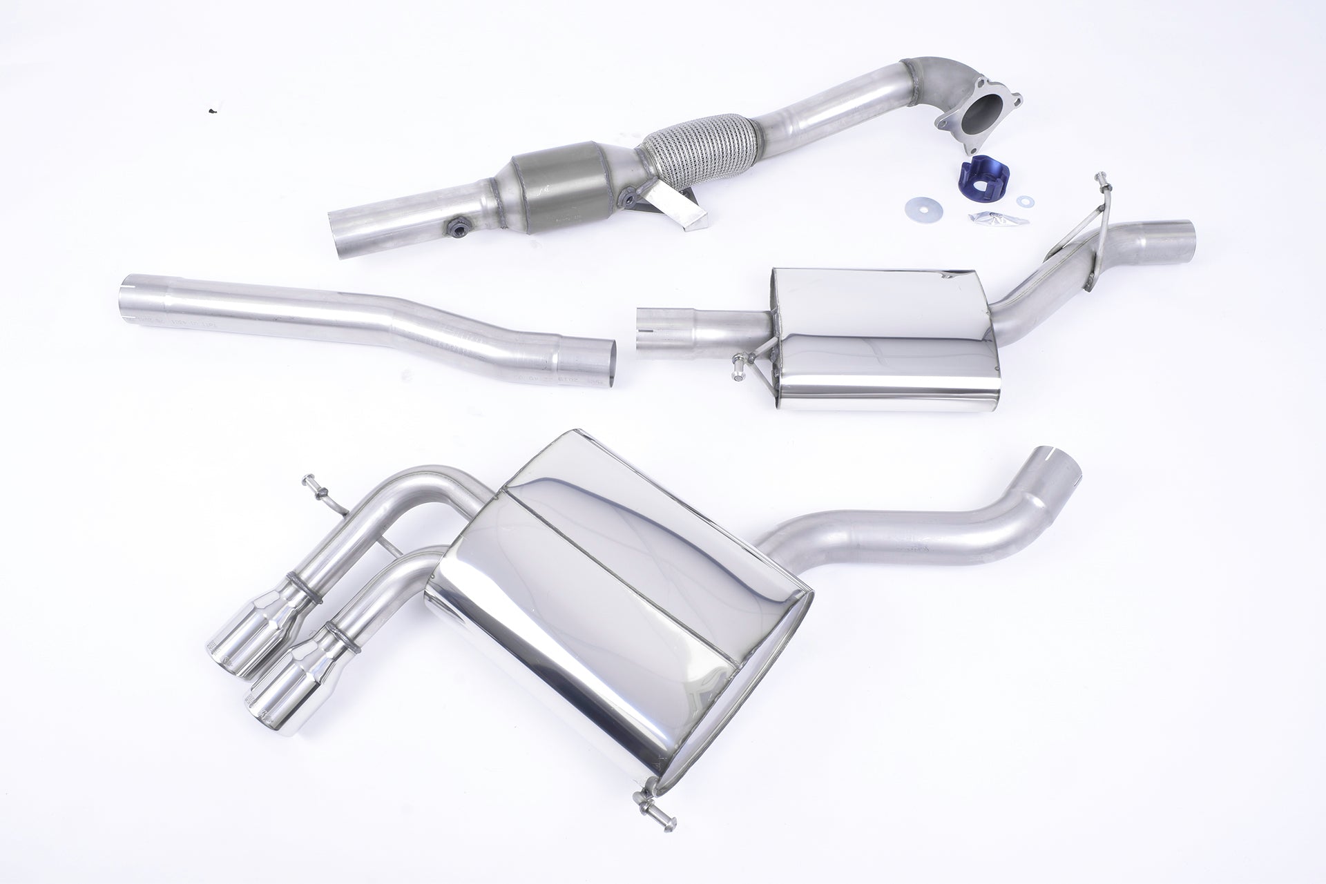 Audi A3 2.0T FSI Quattro - Resonated (Quieter) Turbo-Back Exhaust System with Hi-Flow Sports Catalyst with Polished Trims