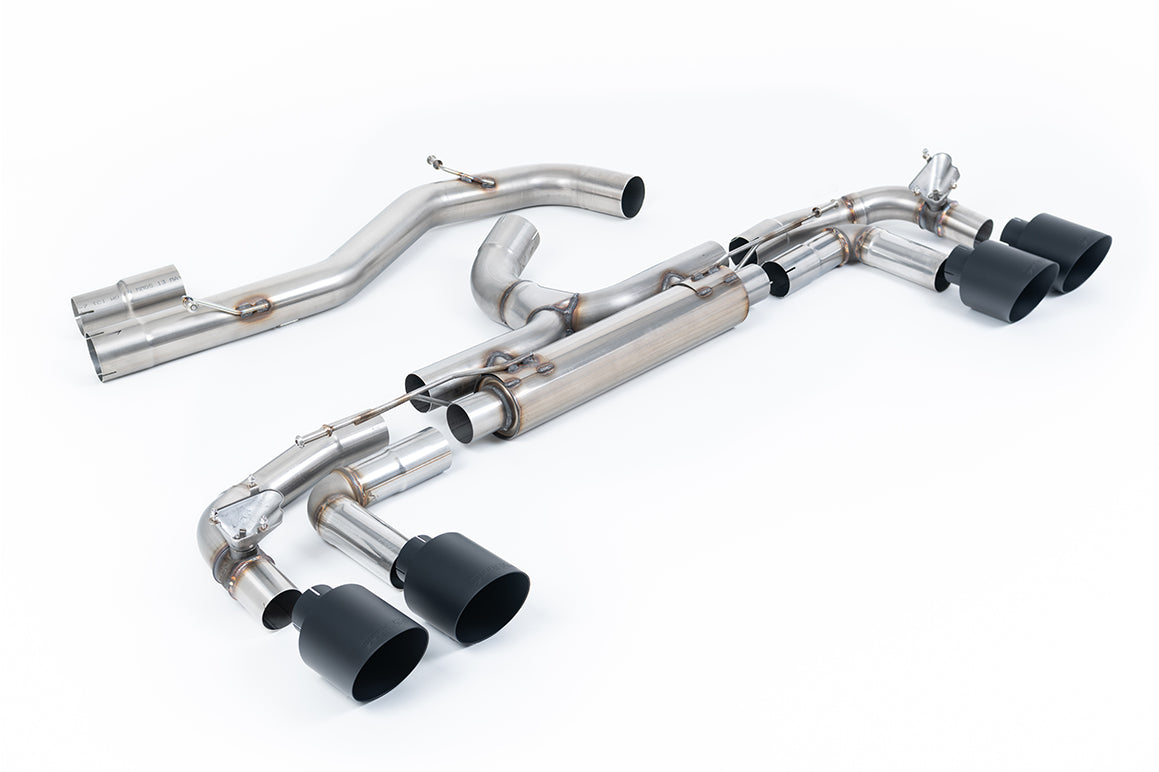 Audi S3 8Y Sportback GPF models - 'Race' 80mm Non-Resonated (Loudest) Cat-Back Exhaust System with Cerakote Black Trims