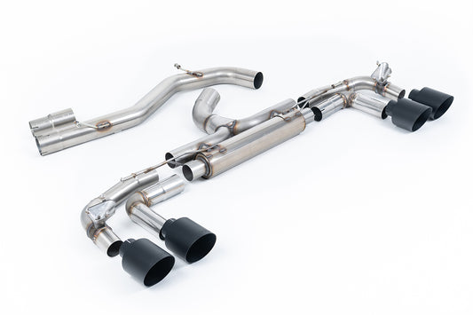 Audi S3 8Y Sportback GPF models - 'Race' 80mm Non-Resonated (Loudest) Cat-Back Exhaust System with Cerakote Black Trims