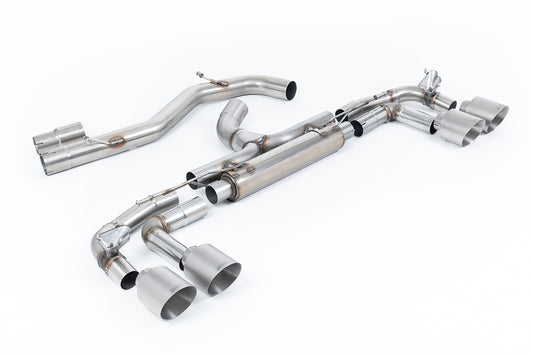 Audi S3 8Y Sportback GPF models - 'Race' 80mm Non-Resonated (Loudest) Cat-Back Exhaust System with Brushed Titanium Trims