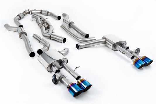 Audi S8 D5 V8 (Long Wheel Base) - Resonated (Quieter) Cat-Back with Burnt/Blue Titanium Tips