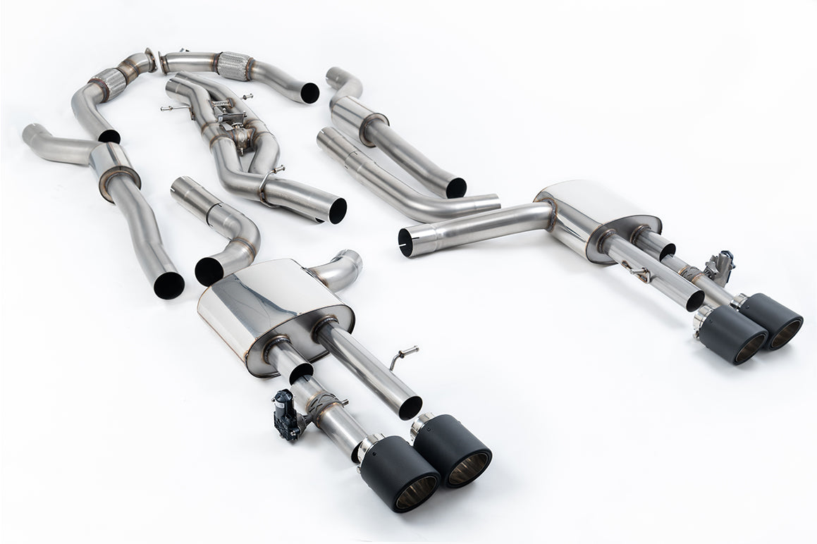 Audi S8 D5 V8 (Long Wheel Base) - Resonated (Quieter) Cat-Back with JET-115 Carbon Trims