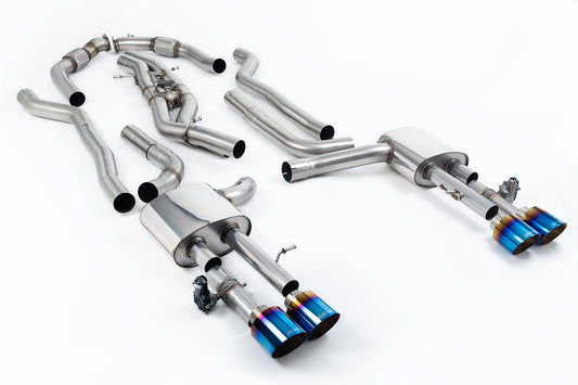 Audi S8 D5 V8 (Long Wheel Base) - Non-Resonated (Louder) Cat-Back with Burnt/Blue Titanium Tips