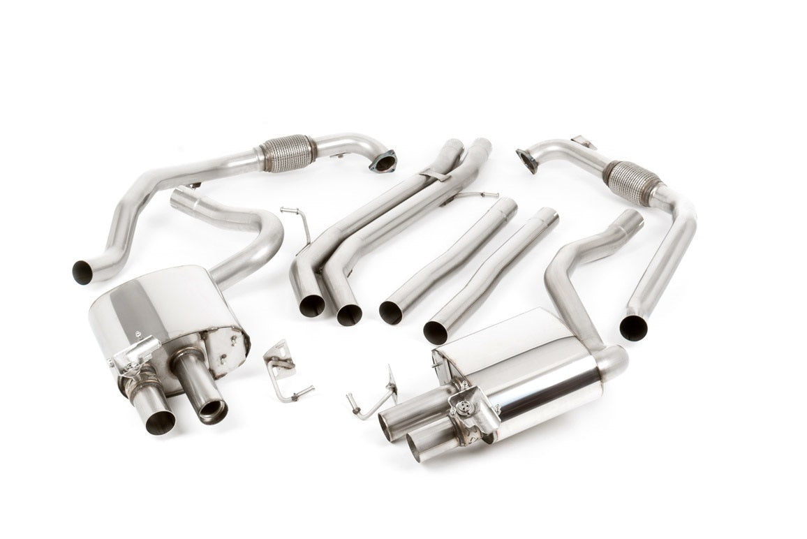 Audi S4 B9 Non sport Diff models - Non-Resonated (Louder) Cat-Back with Quad Carbon Trims