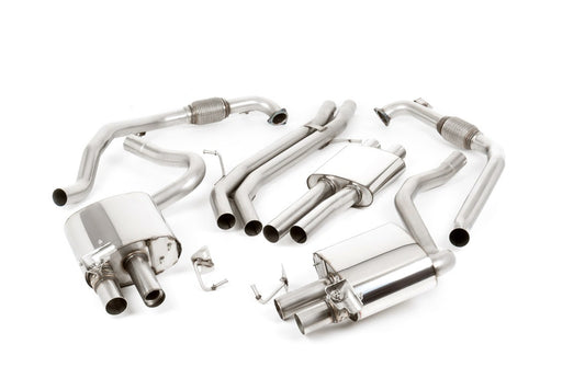 Audi S4 B9 Sport Diff without Brace Bars - Resonated Cat Back with Quad Carbon Trims
