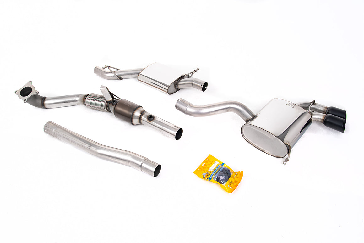 Audi S3 8P 3-door - Turbo-Back Exhaust System with Hi-Flow Sports Catalyst with Ceramic Black Trims