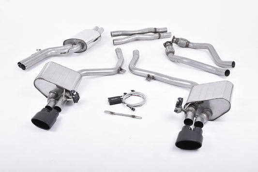 Audi S4 V6/S5 3.0 B8 - Valved &amp; Resonated (Quieter) Cat-Back Exhaust System with Black Oval Trims
