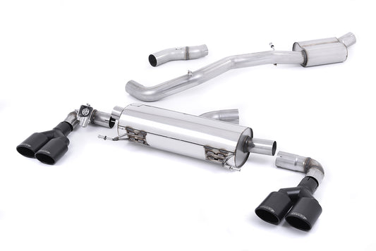Audi S1 - Resonated (Quieter) Cat-Back Exhaust System with Quad Cerakote Black Oval Trims