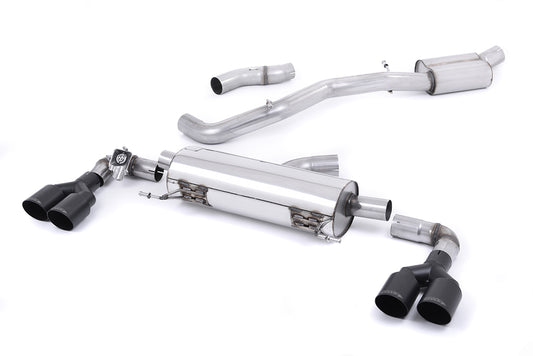 Audi S1 - Resonated (Quieter) Cat-Back Exhaust System with Quad Cerakote Black Round Trims
