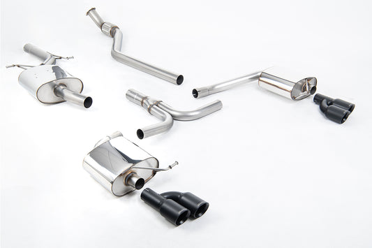 Audi A4 2.0 B8 S line (Manual) - Resonated (Quieter) Cat-Back Exhaust System with Cerakote Black Quad-outlet Trims