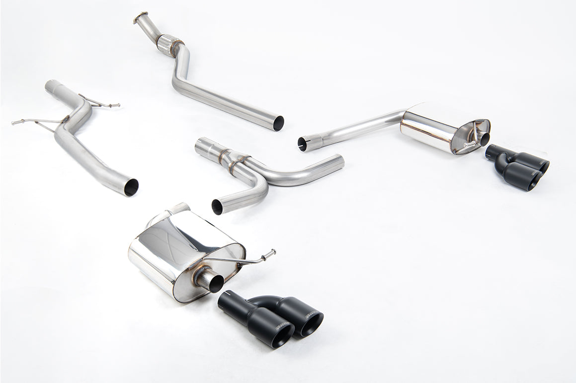 Audi A4 2.0 B8 S line (Manual) - Non-Resonated (Louder) Cat-Back Exhaust System with Cerakote Black Quad-outlet Trims
