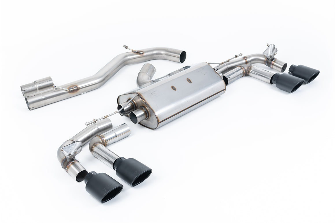 Audi S3 8Y Sportback GPF models - 80mm Non-Resonated (Louder) Cat-Back Exhaust System with Cerakote Black Oval Trims