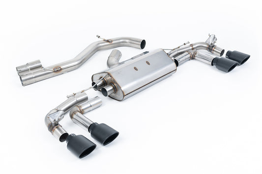 Audi S3 8Y Sportback GPF models - 80mm Non-Resonated (Louder) Cat-Back Exhaust System with Cerakote Black Oval Trims