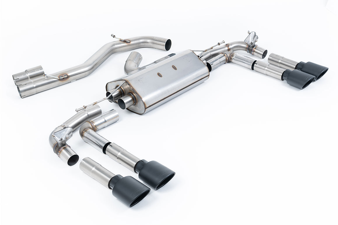 Audi S3 8Y - Part-Resonated Cat-Back Exhaust System with Cerakote Black Oval Trims