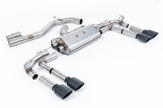 Audi S3 8Y - Part-Resonated Cat-Back Exhaust System with Cerakote Black Oval Trims