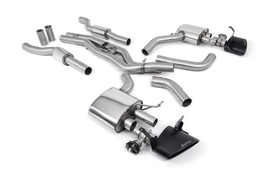 Audi RS6/RS7 C8 - Resonated (Quieter) Cat Back System (Twin 80mm) with Cerakote Black Oval Trims