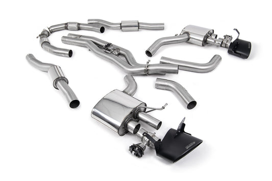 Audi RS6/RS7 C8 - Resonated (Quieter) Cat Back System (Twin 80mm) with Cerakote Black Oval Trims