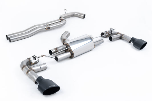 Audi RS3 8V Facelift - 80MM Non-Resonated Race (Loudest) Cat-Back Exhaust System with Cerakote Black Trims