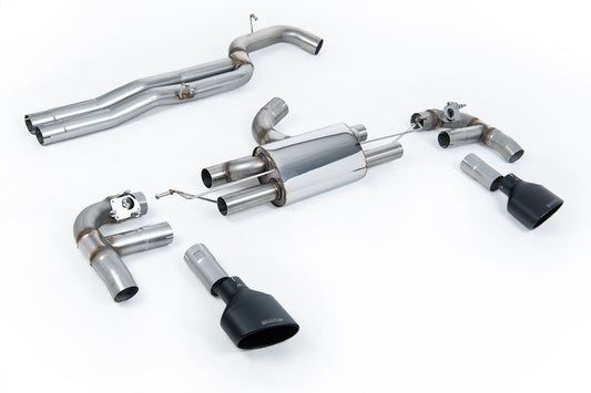 Audi RS3 8V - 80MM Race Non-Resonated (Loudest) Cat-Back Exhaust System with Cerakote Black Trims
