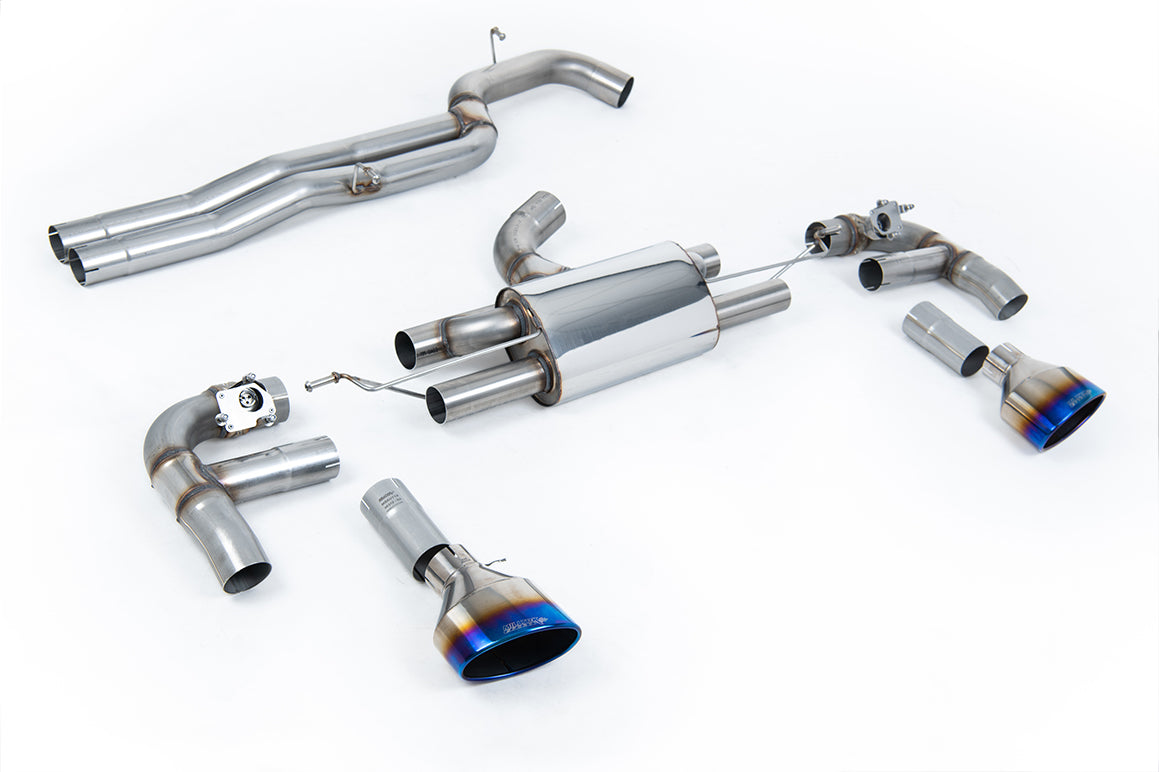 Audi RS3 8V - 80MM Race Non-Resonated (Loudest) Cat-Back Exhaust System with Burnt Titanium Trims