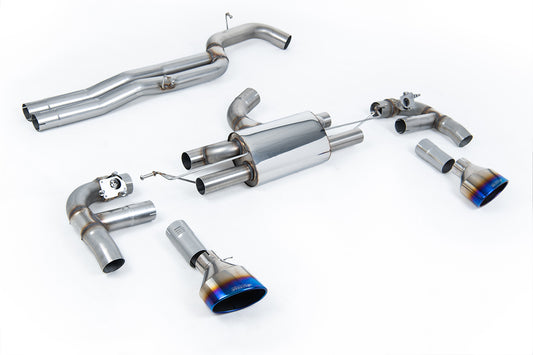 Audi RS3 8V - 80MM Race Non-Resonated (Loudest) Cat-Back Exhaust System with Burnt Titanium Trims