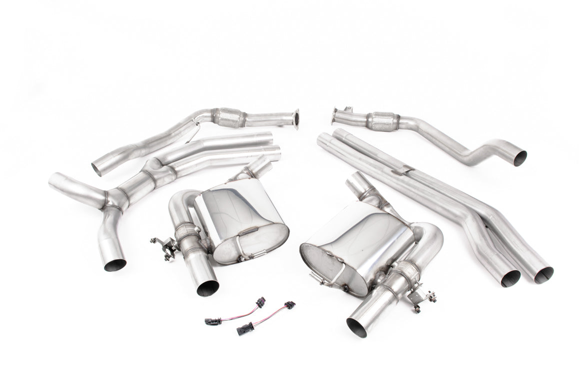 Audi RS5 B9.5 Non GPF Models - Non-Resonated (Race -Louder) Cat Back  Exhaust System with Cerakote Black Oval Trims