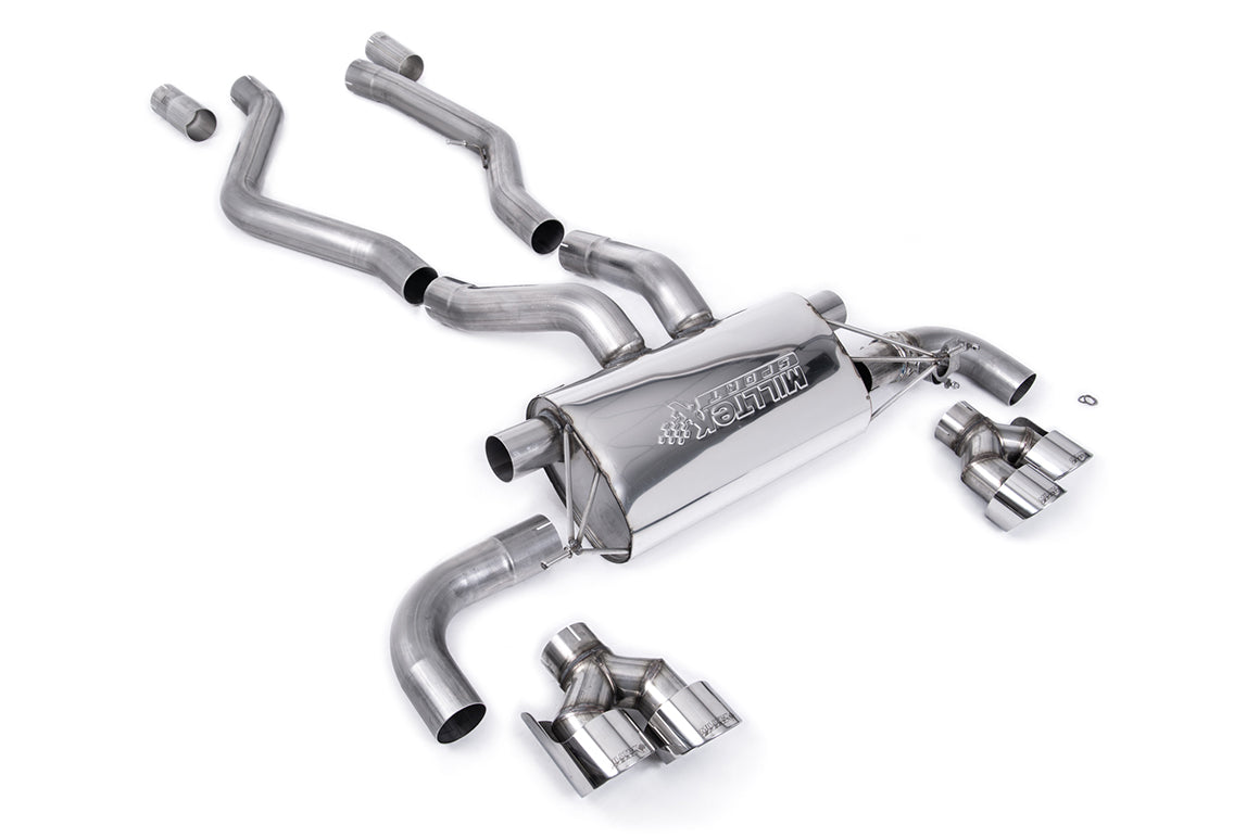 BMW G20/21 M340i &amp; G22 M440i - OPF Back Exhaust System with Quad GT-100 Polished Trims