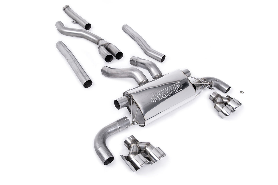 BMW G20/21 M340i &amp; G22 M440i - Cat-Back Exhaust System with Quad GT-100 Polished Trims