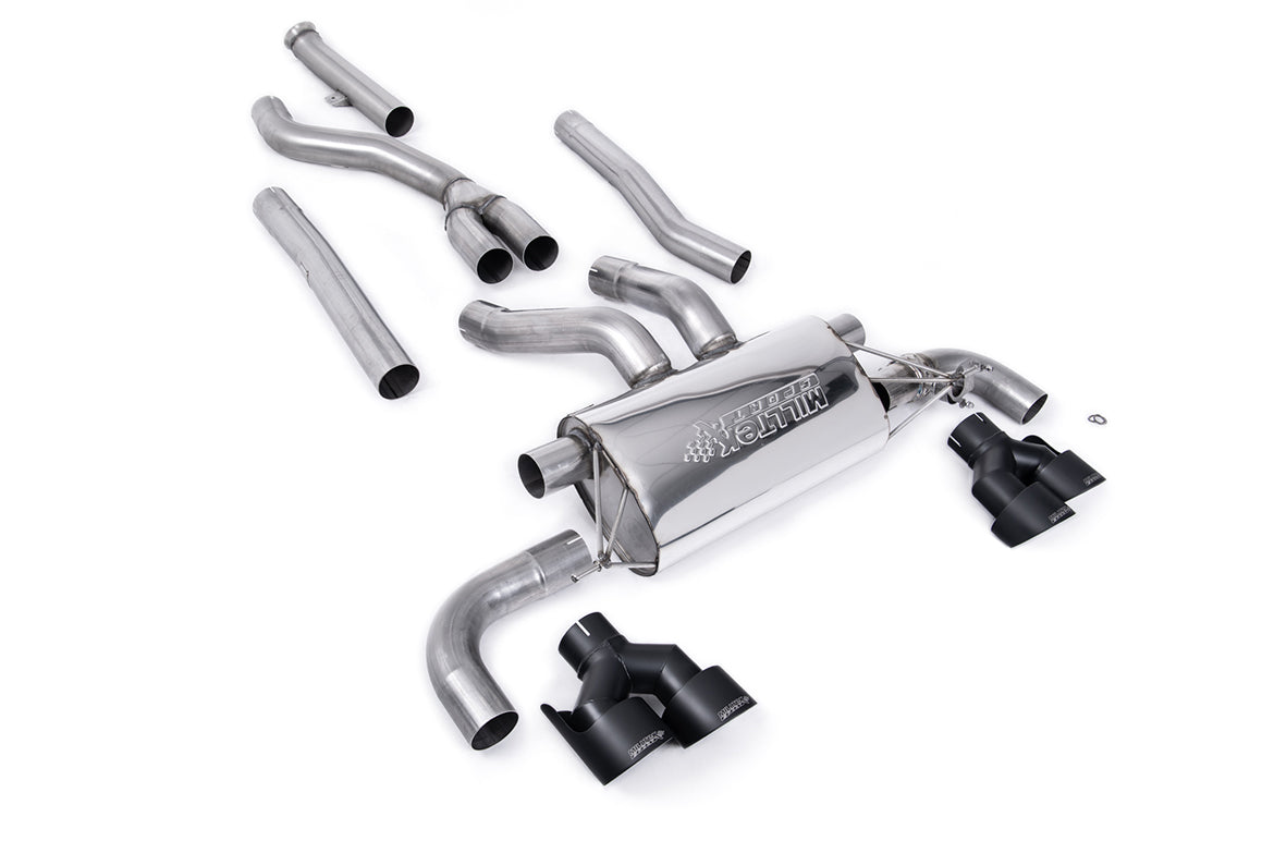 BMW G20/21 M340i &amp; G22 M440i - Cat-Back Exhaust System with Quad GT-100 Black Trims