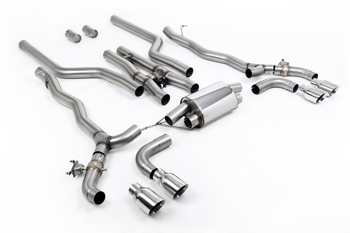 BMW M5 F90 (GPF Equipped) - Cat Back Exhaust System with Polished GT-100 Trims