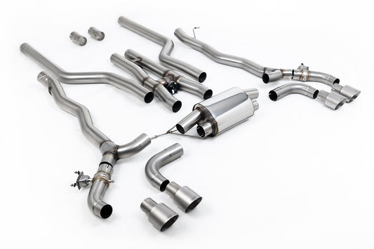 BMW M5 F90 (GPF Equipped) - Cat Back Exhaust System with Brushed Titanium GT-100 Trims