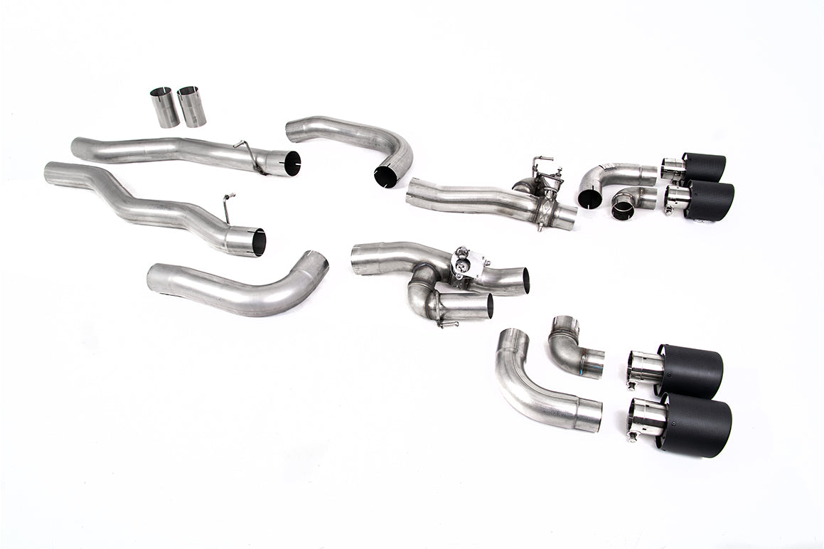 BMW M8 F91/92/93 (GPF Equipped) - OPF/GPF Back System with valved Rear Silencer Bypass &amp; JET-115 Carbon Trims