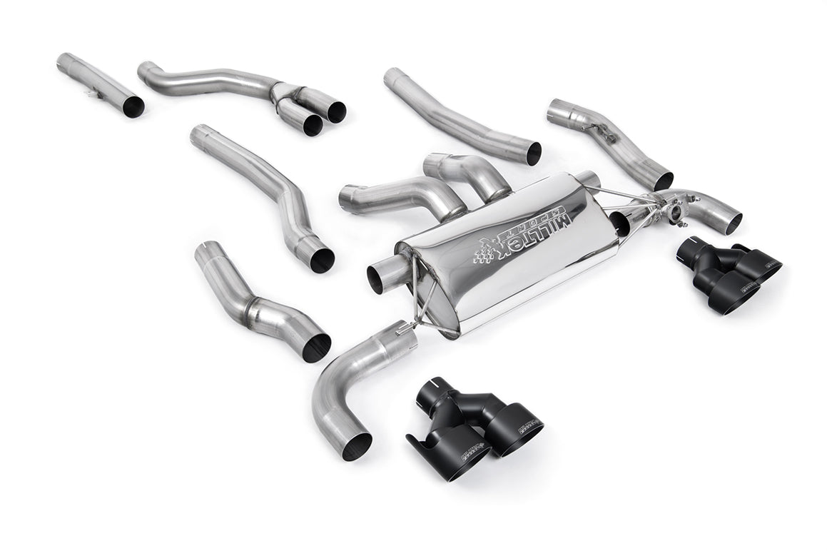 Cat Back Exhaust System with Quad GT-100 Cerakote Black Trims