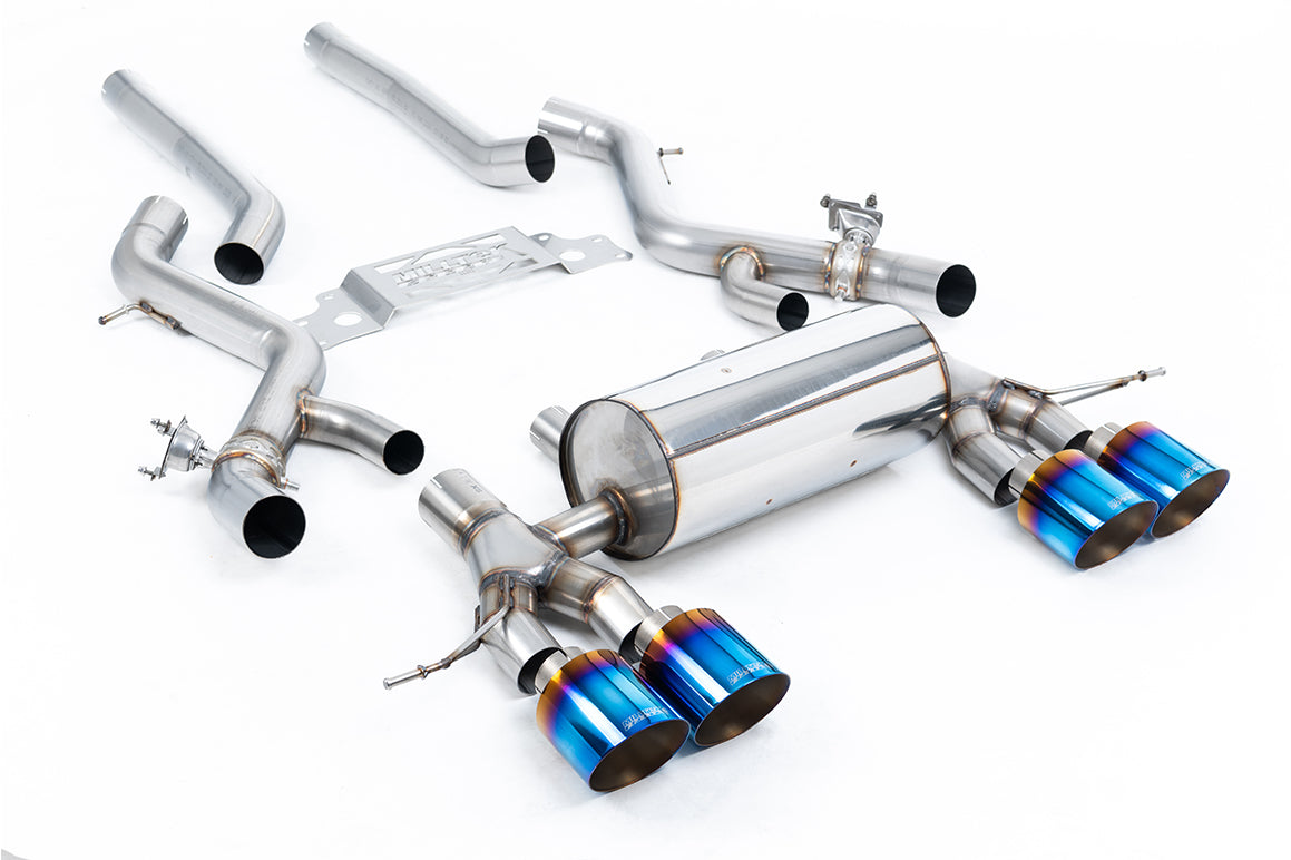 BMW G87 M2 - Non-Resonated Secondary Cat Back System with GT-115 Burnt/Blue Titanium Trims