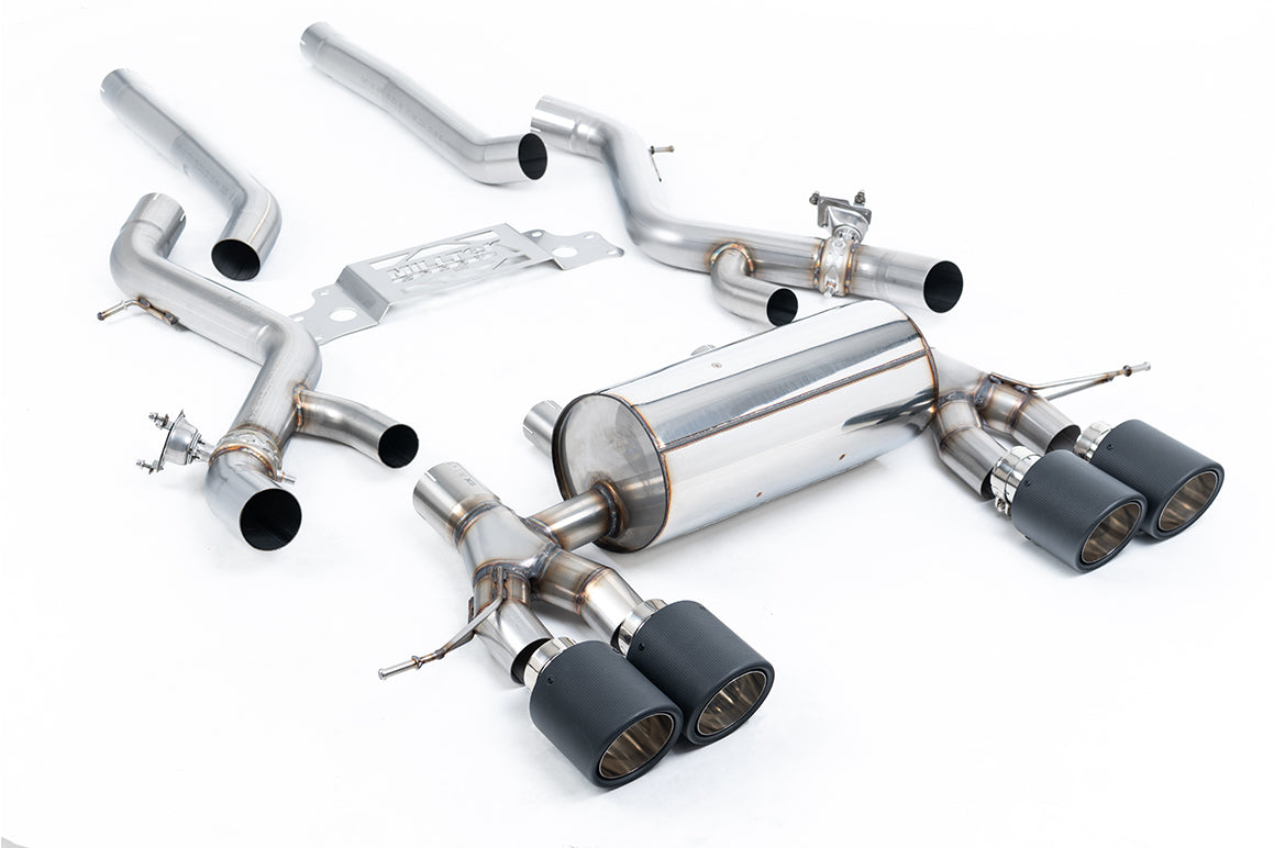 BMW G87 M2 - Non-Resonated Secondary Cat Back System with JET-115 Carbon Trims