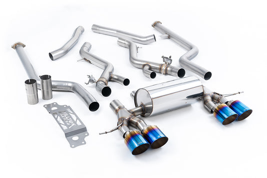 BMW G87 M2 - Non Resonated Cat-Back with GT-115 Burnt/Blue Titanium Trims (Removes Secondary Cats)