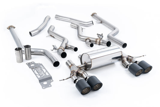 BMW G87 M2 - Non Resonated Cat-Back with JET-115 Carbon Trims (Removes Secondary Cats)