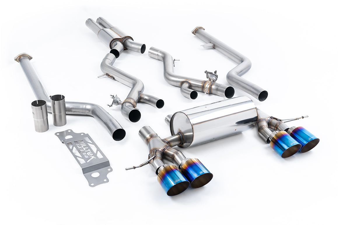 BMW G87 M2 - Resonated Cat-Back with GT-115 Burnt/Blue Titanium Trims (Removes Secondary Cats)