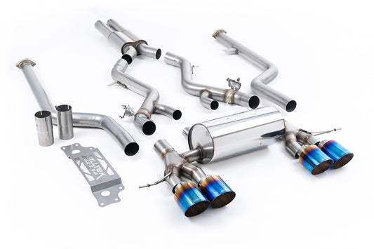 BMW G87 M2 - Resonated Cat-Back with GT-115 Burnt/Blue Titanium Trims (Removes Secondary Cats)