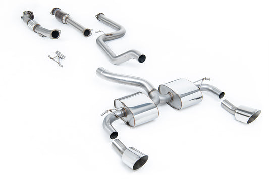 Ford Focus MK2 RS - Non-Resonated (Louder) Turbo-Back Exhaust System with Hi-Flow Sports Catalyst &amp; Dual DTM Trims