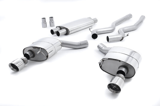 Ford Mustang 5.0 V8 GT (Fastback) - Resonated (Quieter) Cat-Back Exhaust System with Polished GT-100 Trims