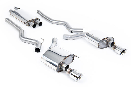 Ford Mustang 2.3 (S550 Fastback) - Resonated (Quieter) Cat-Back Exhaust System with GT-100 Polished Trims